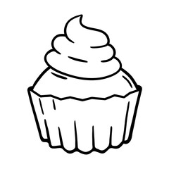 Cupcake illustration. Delicious sweet baked goods.