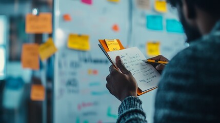 Business Meeting: Collaboration and Brainstorming with Sticky Notes