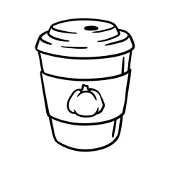Pumpkin latte illustration. Delicious autumn hot drinks.