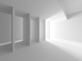 Abstract light corridor interior. Futuristic architecture background