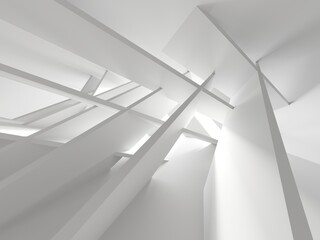 Obraz premium White elegant empty space. White wall room background. Abstract interior