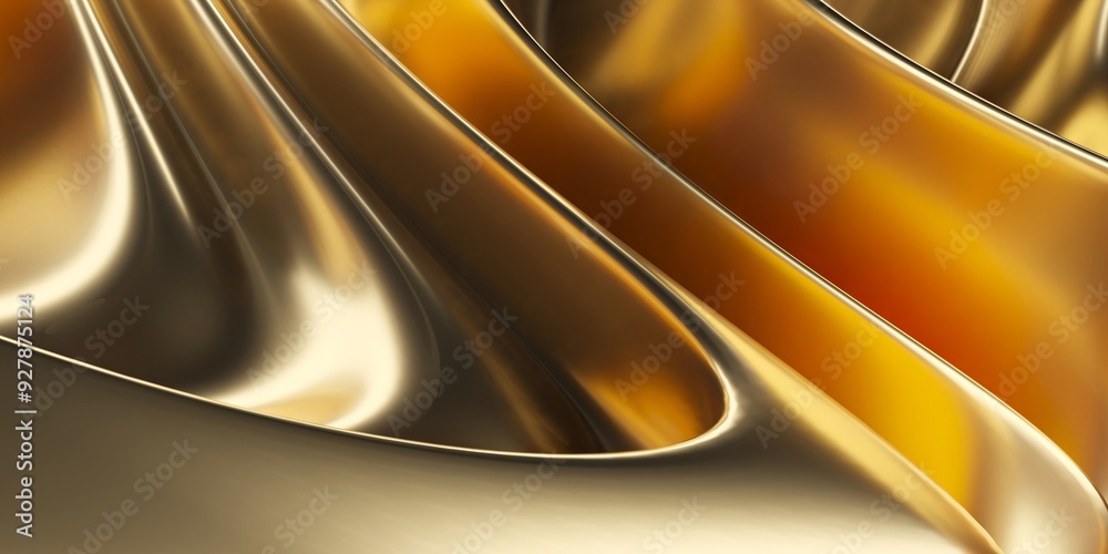 Wall mural abstract golden background. flowing metallic ribbons. luxurious wallpaper