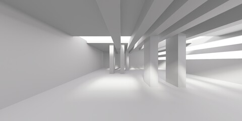 Minimalistic room space. White clean empty architecture interior