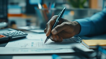 Closeup of Hand Writing on Financial Charts - Business Success