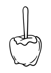 Caramel apple illustration. Delicious autumn healthy sweets.