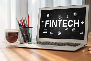 Fintech financial technology software for modish business to analyze marketing strategy