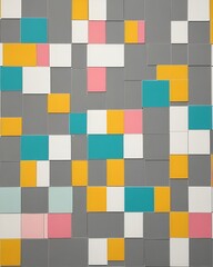 Pink yellow modern cerise white turquoise squares mixed size like Mcm mid century 60s style stripe pink yellow block pattern 