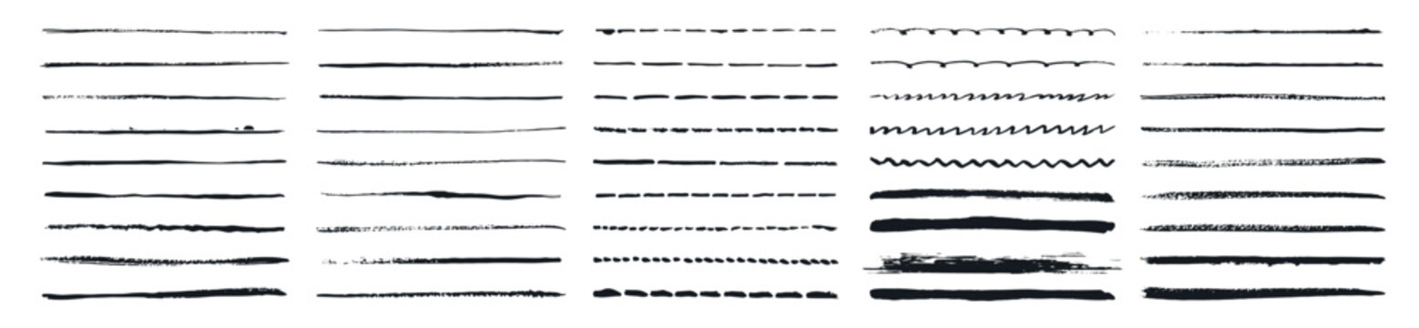 Brush strokes lines. Line underline brush pencil pen marker paint stroke.
