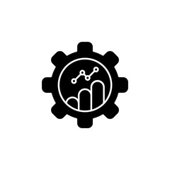 Business Management Analytics Icon - Corporate Strategy, Operational Efficiency, Data-Driven Decision Making, Process Optimization Gear Symbol, Business Intelligence, Performance Analysis