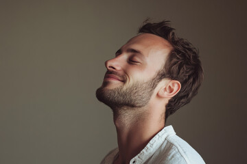 Fototapeta premium A close up of a man's face with his eyes closed