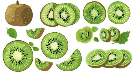 Fototapeta premium Fresh kiwi fruit slice on table closeup view