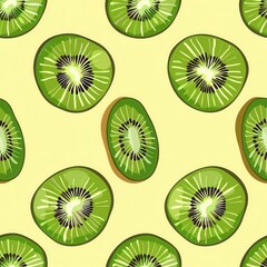 Fototapeta premium Seamless kiwi fruit cut slice pattern background
