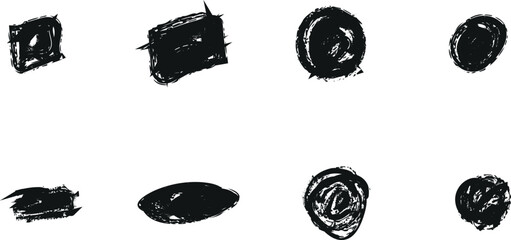 Hand drawn custom grunge brushes with rough edges, Collection of vector art brushes