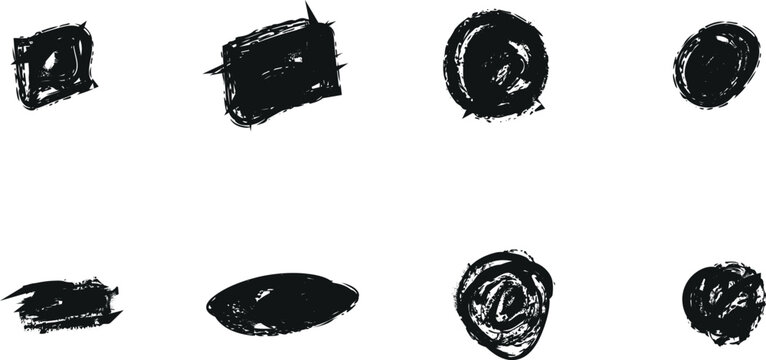 Hand drawn custom grunge brushes with rough edges, Collection of vector art brushes