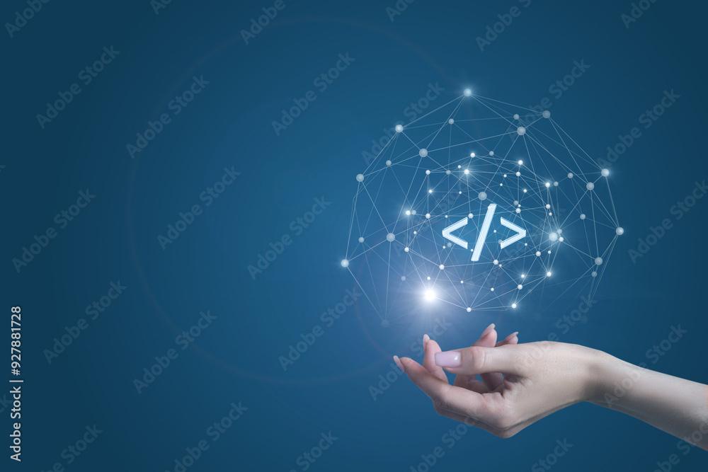 Wall mural concept of programming process.