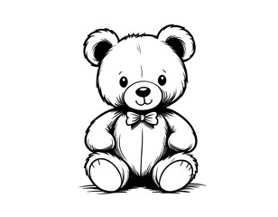 Naklejka premium Drawing of a cute teddy bear to color.