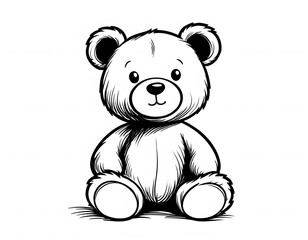 Fototapeta premium Drawing of a cute teddy bear to color.