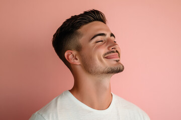 Obraz premium A close up of a man's face with his eyes closed