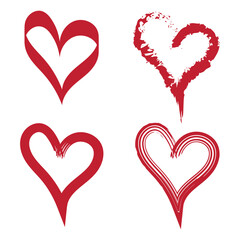 Doodle hearts sketch set, Red heart symbol for Valentines Day, Various hand drawn heart icon love
