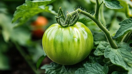 Green Tomato on the Vine