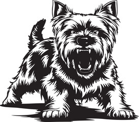 Yorkshire Terrier Dog Angry Stylized Vector Illustration