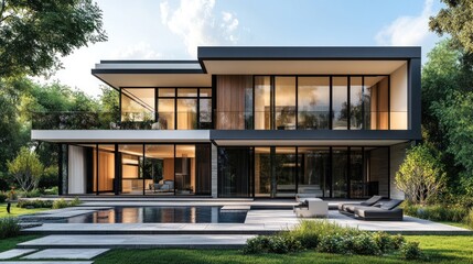 Fototapeta premium Modern House with Pool and Patio