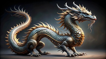 Obraz premium expertly detailed dragon on neutral background