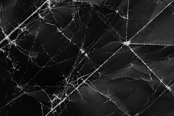 Old wrinkled texture of black crumpled old paper with worn scratches