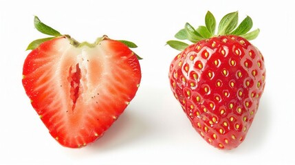Fresh strawberry fruit over plain background