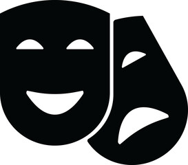 Theatre Mask Icon Set - Comedy and Tragedy Theatrical Masks Icons, Masquerade Vector Graphics, High-Resolution Comic and Tragic Masks Design for Performing Arts and Drama