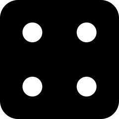 Black Dice Face Four Icon - High-Resolution Vector Graphic on Transparent Background, Classic Four-Dot Dice Design, Ideal for Casino, Board Games, and Gaming Interfaces