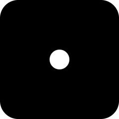 Black Dice Face One Icon - High-Resolution Vector Graphic on Transparent Background, Classic Single-Dot Dice Design, Ideal for Casino, Board Games, and Gaming Interfaces