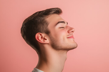 Obraz premium A close up of a man's face with his eyes closed