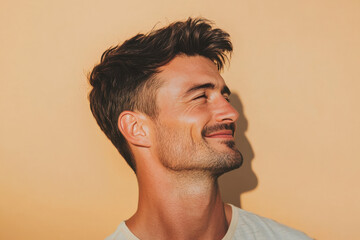 Obraz premium A close up of a man's face with his eyes closed