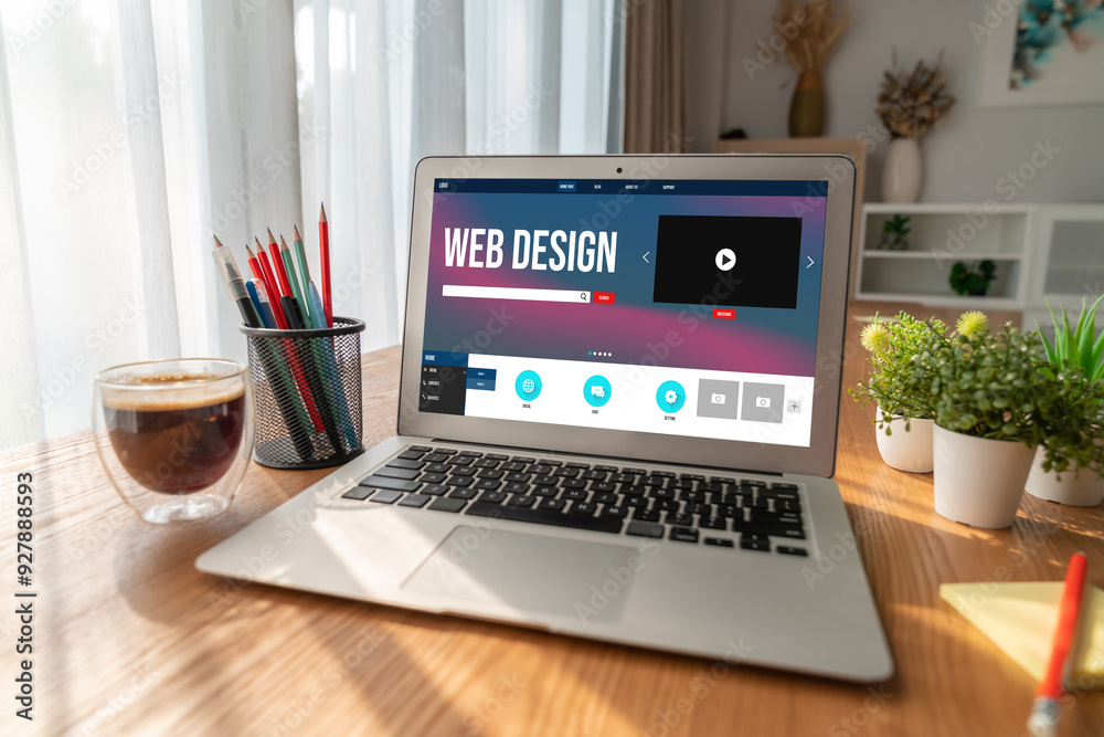 Wall mural website design software provide modish template for online retail business and e-commerce