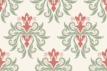 Motifs Ikat floral paisley embroidery background.geometric ethnic oriental pattern traditional.Aztec-style abstract. design for texture, fabric, clothing, wrapping, decoration