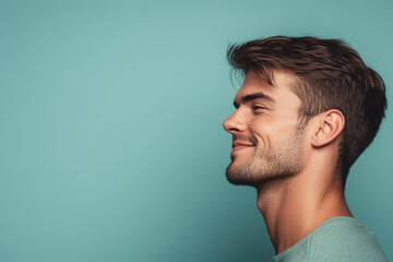 Fototapeta premium A close up of a man's face with his eyes closed