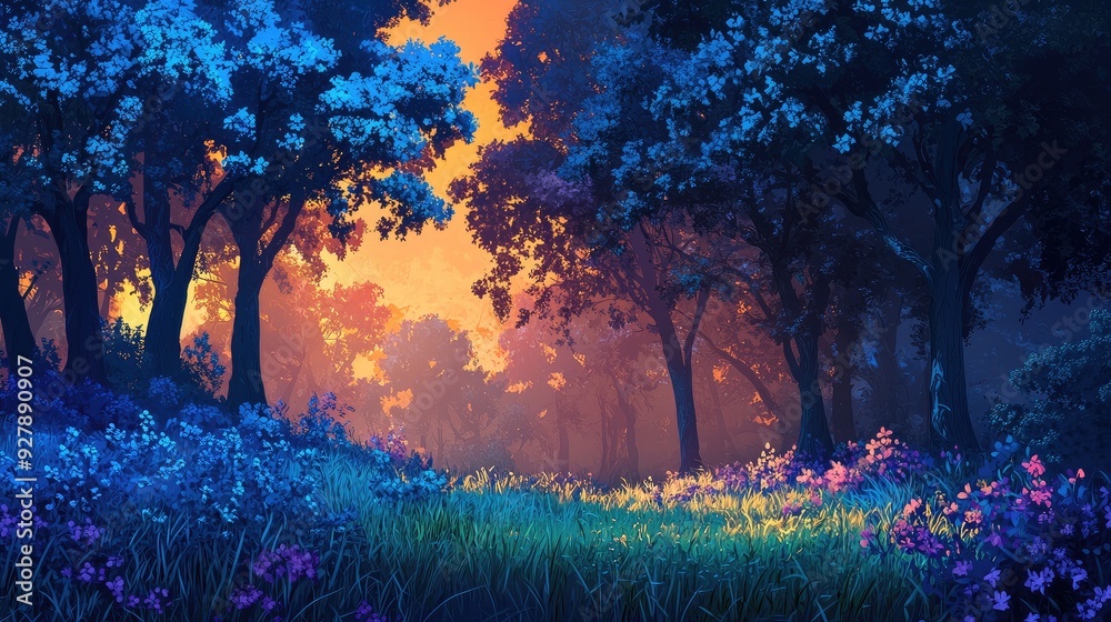 Canvas Prints sunset in forest