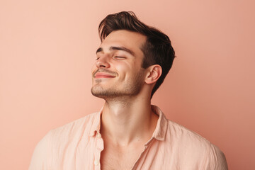 Obraz premium A close up of a man's face with his eyes closed