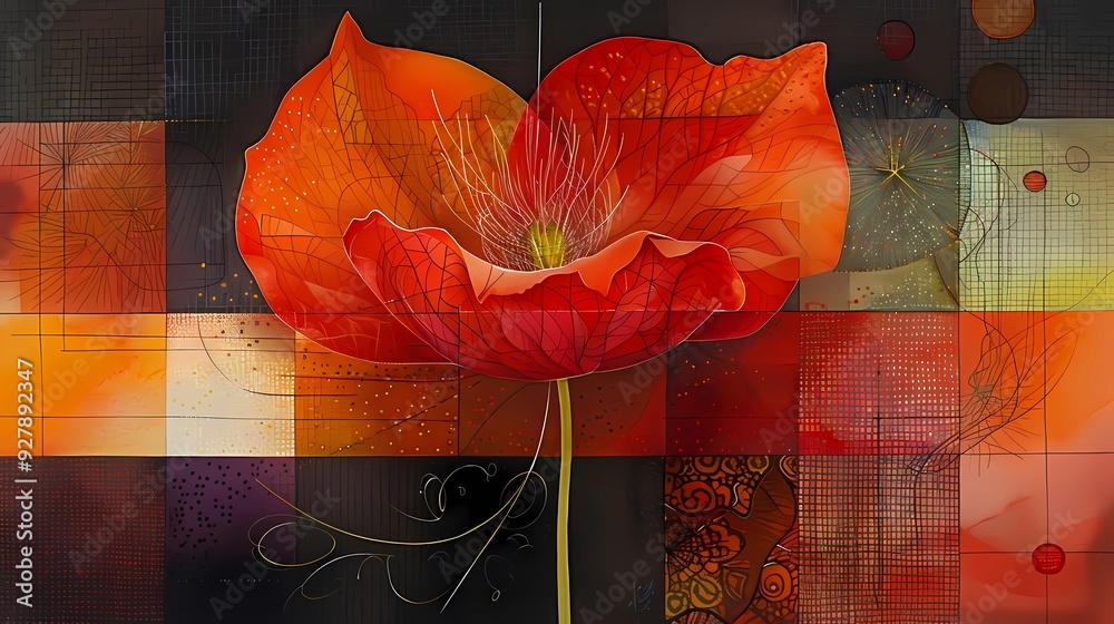 Canvas Prints red poppy illustration