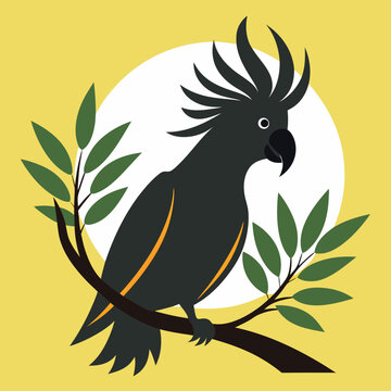 recommend clip art: A Cockatoo Bird silhouette vector style with a tree branch