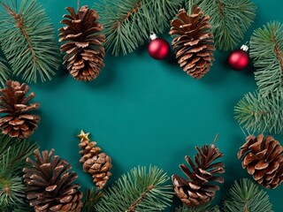 Fototapeta premium christmas wreath with cones