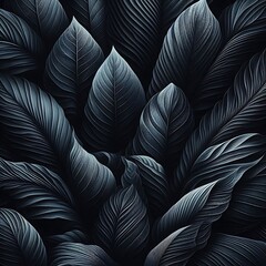 abstract black leaf textures for a flat, dark, nature-themed tropical leaf background digital art