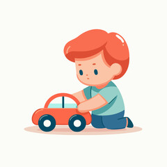 Naklejka premium boy playing with car