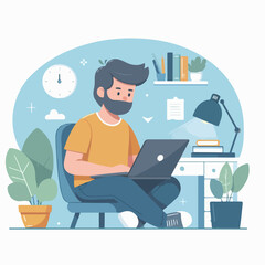 man working on laptop