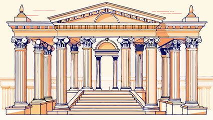 Obraz premium Architectural Masterpiece: Gazebo with Columns & Arches 2D Vector