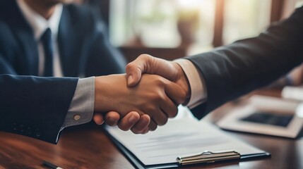 A business handshake between two businessmen