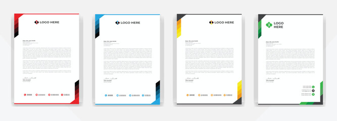 Modern corporate  letterhead template design. Creative and Professional business letterhead design template . Letter head stationery layout vector design. Letterhead template in flat style.