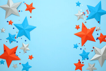 Fototapeta premium American flag stars on blue background. Happy Independence day, President's Day, Labor day concept.