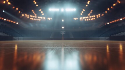 Basketball Court Under Bright Lights